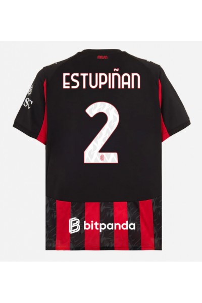 AC Milan Pervis Estupinan #2 Jalkapallovaatteet Kotipaita 2025-26 Lyhythihainen AC Milan Pervis Estupinan #2 Jalkapallovaatteet Kotipaita 2025-26 Lyhythihainen